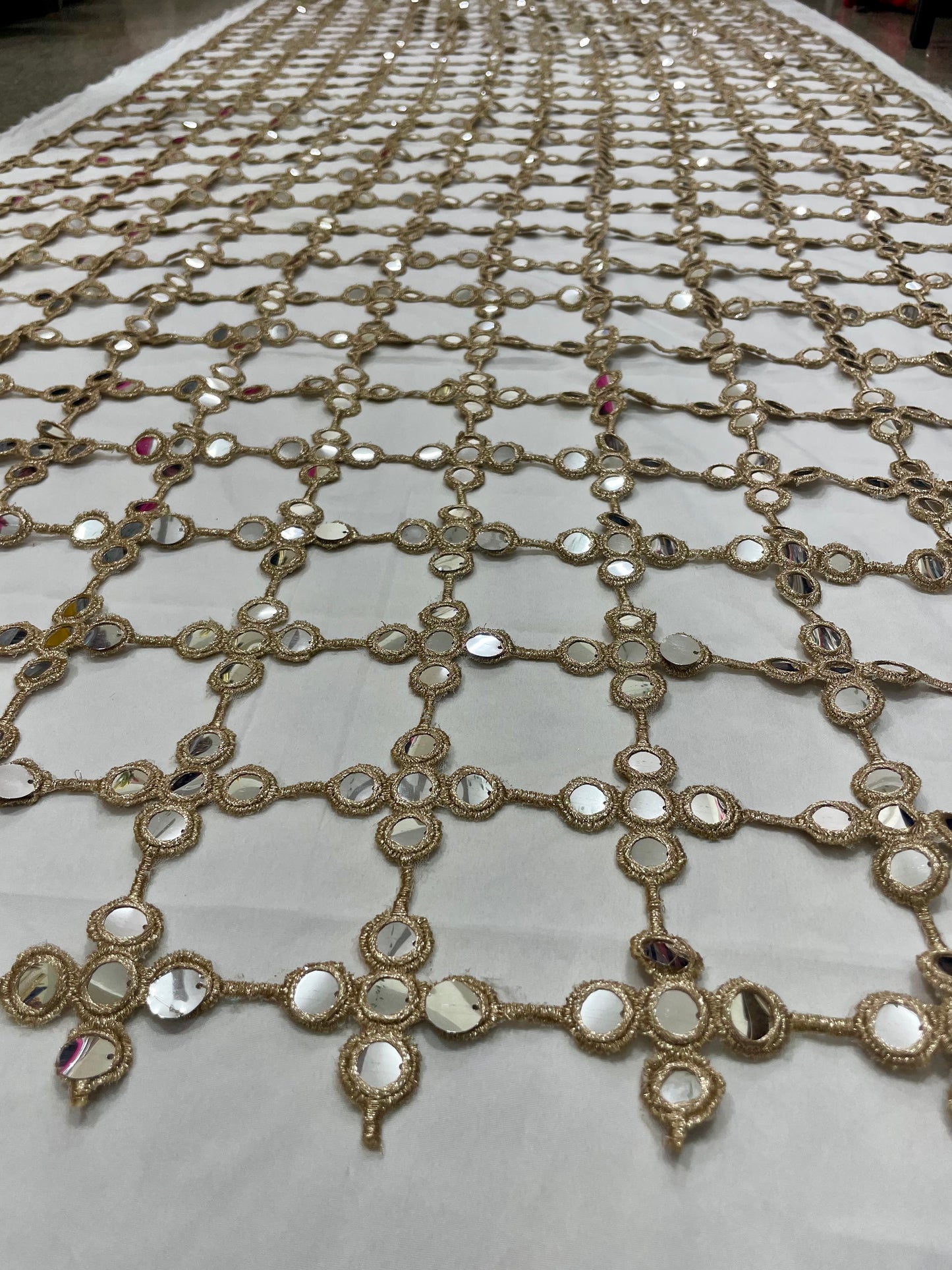 Posheeda Sheesh Dupatta Wedding Odhni Golden Mirror Work