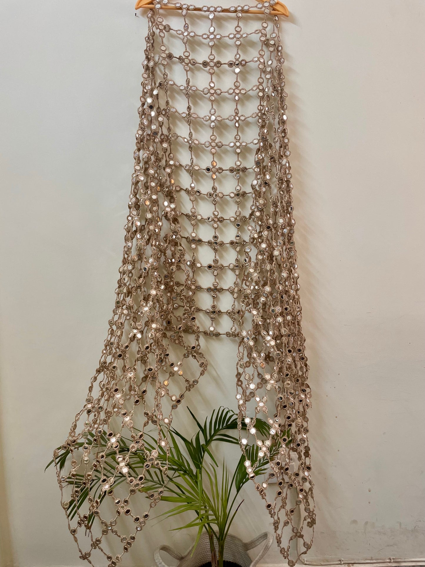 Posheeda Sheesh Dupatta Wedding Odhni Golden Mirror Work