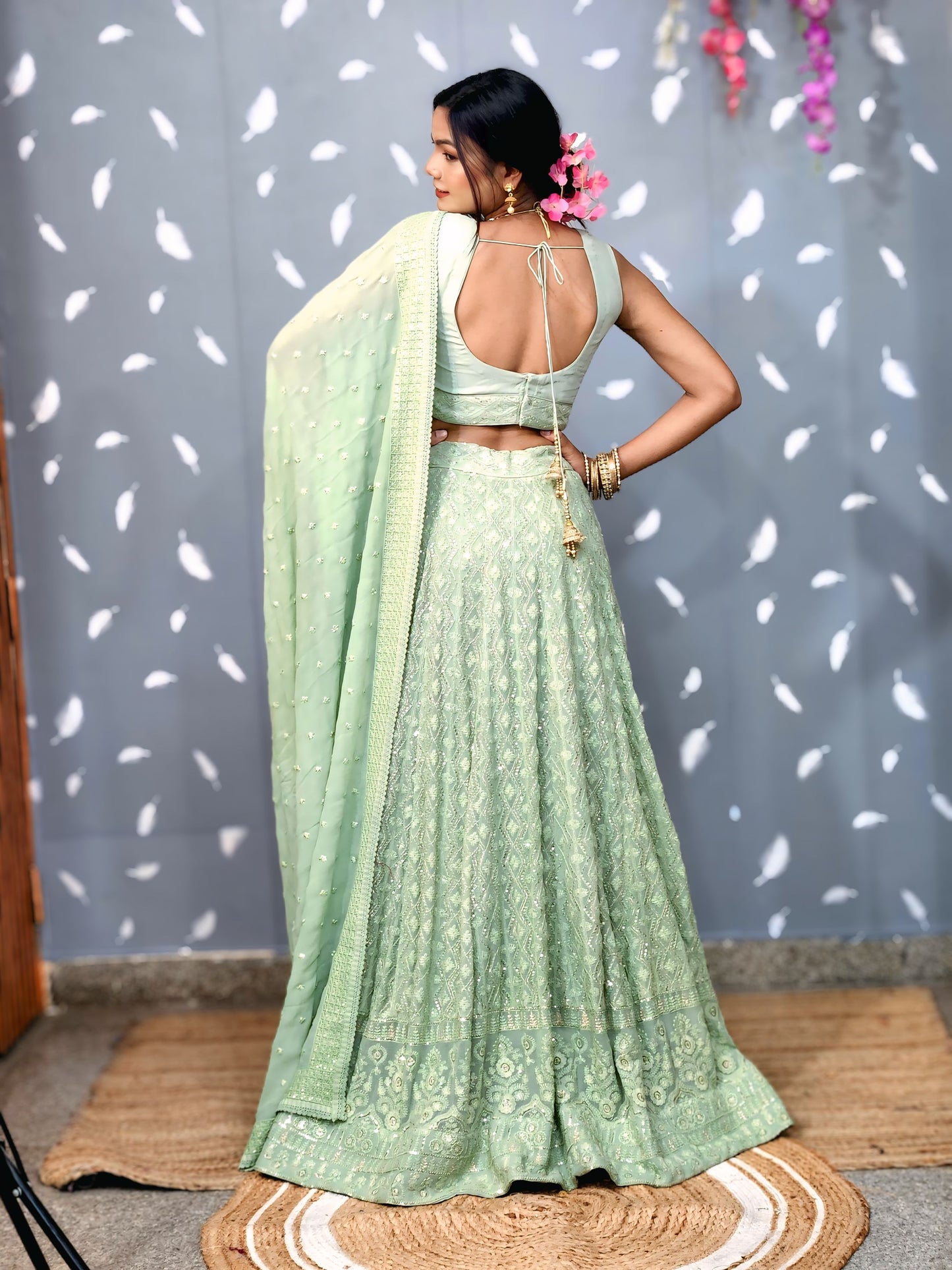 The Pistachio Chikankari Lehenga Set