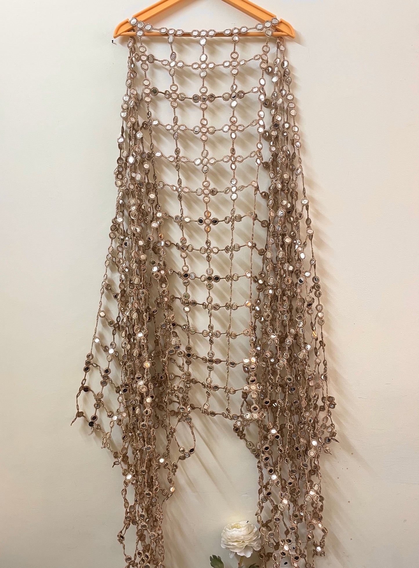 Posheeda Sheesh Dupatta Wedding Odhni Golden Mirror Work