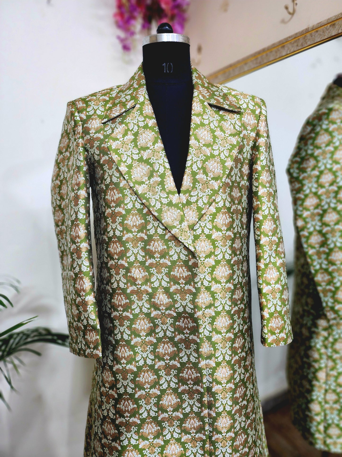 Brocade long coat for women