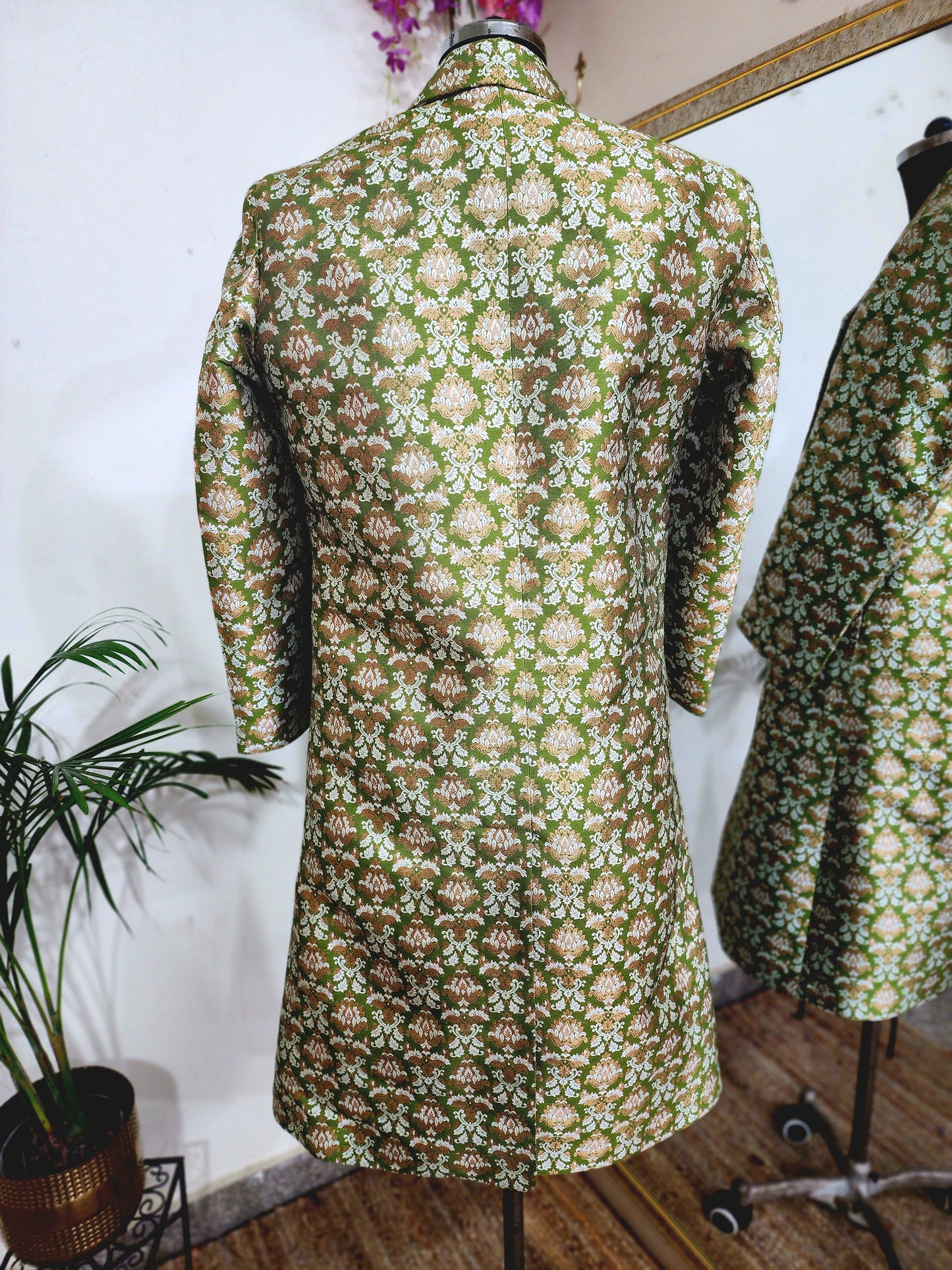 Brocade long coat for women