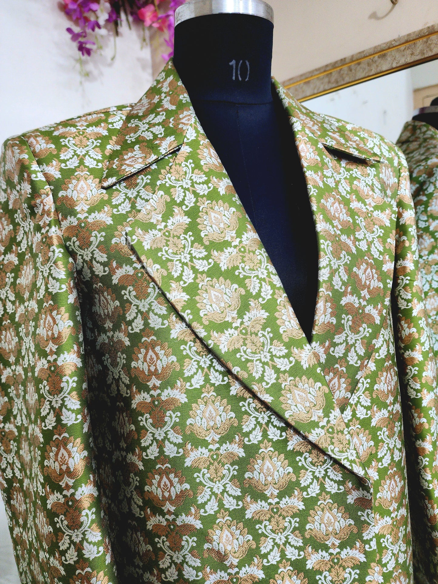 Brocade long coat for women