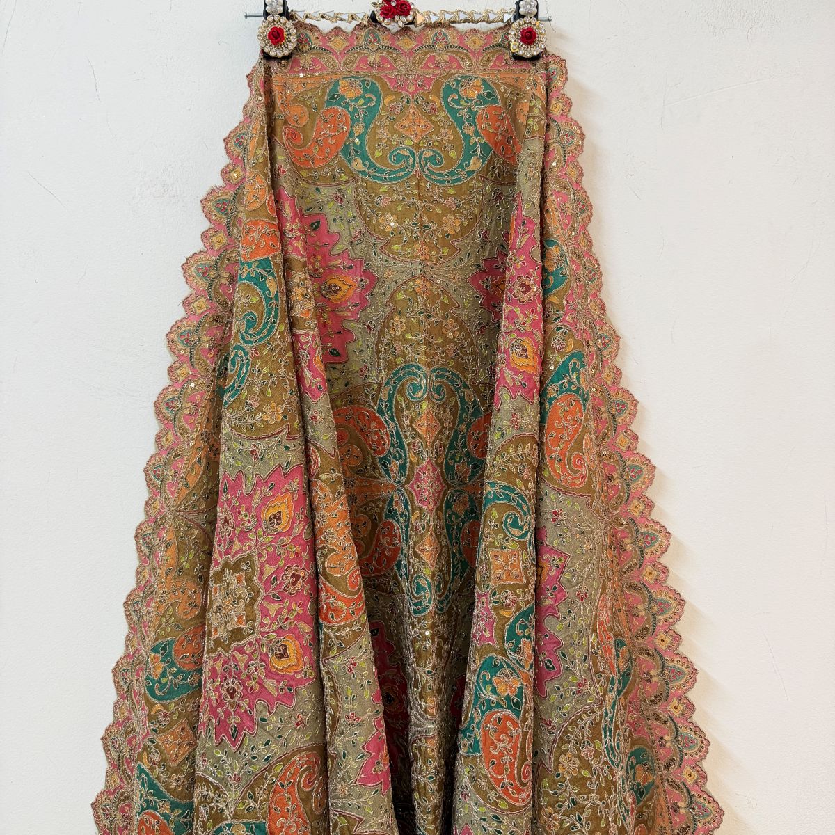 Multicolour Paisley Embroidered Dupatta