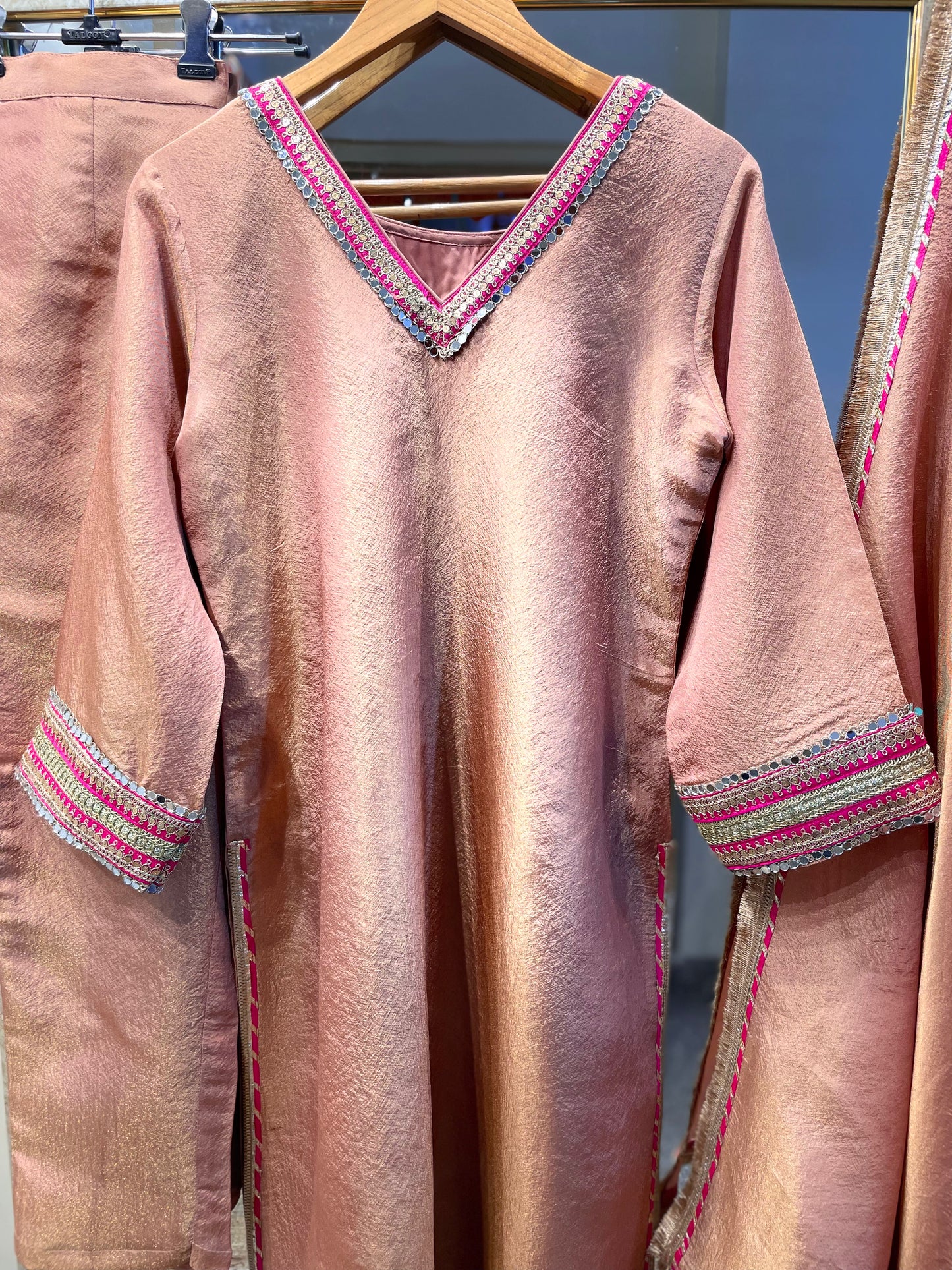 Tissue salwar suit designer Indian outfit custom stitched