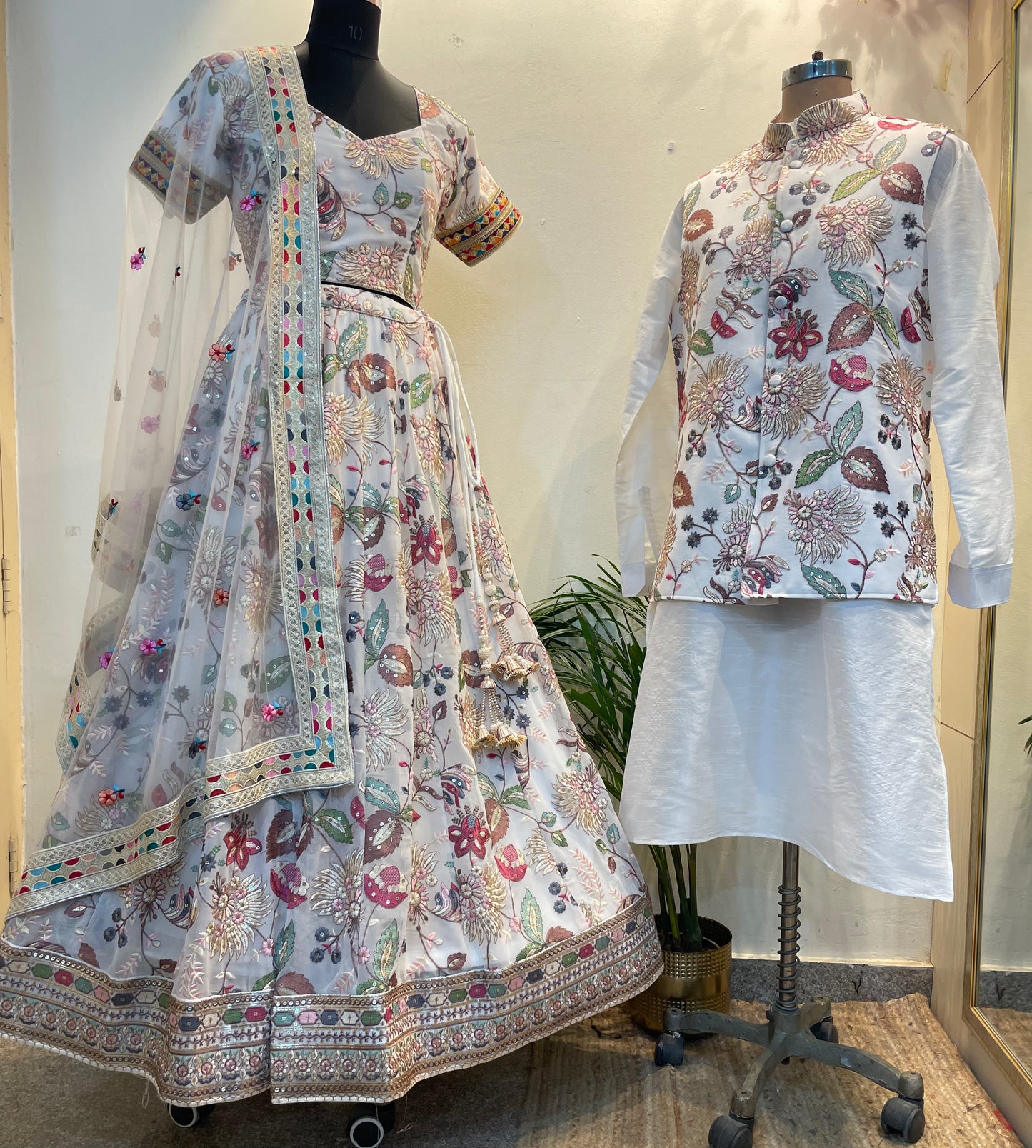Couple dress lehenga with jacket for men