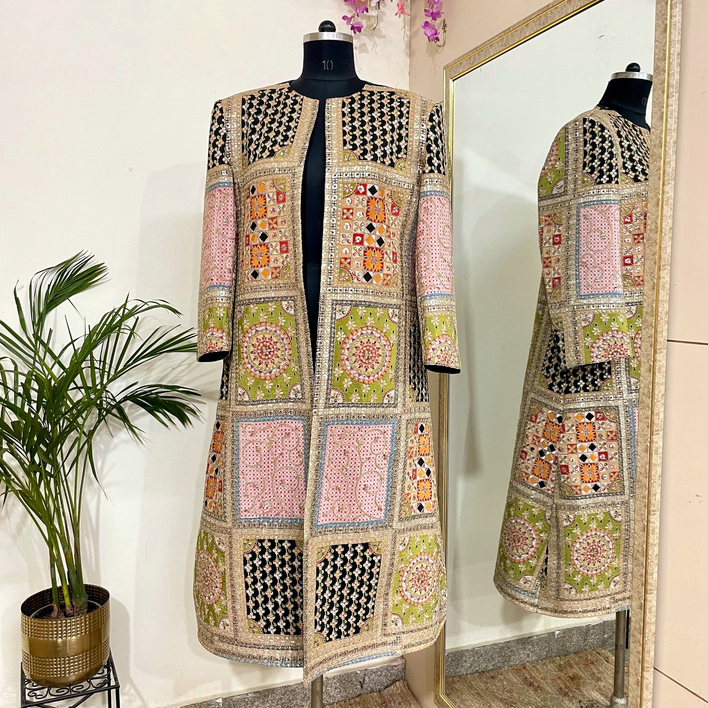 Embroidered Long Cape Jacket For Women