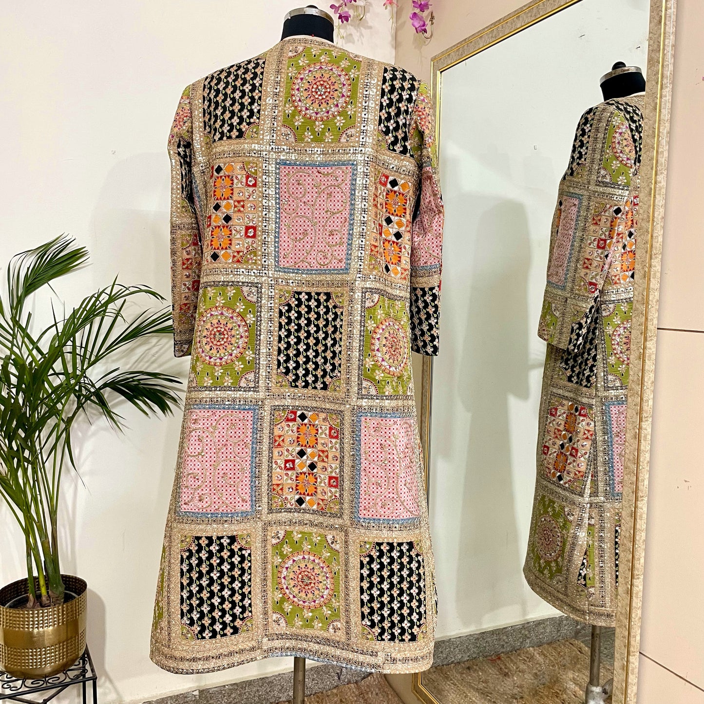 Embroidered Long Cape Jacket For Women