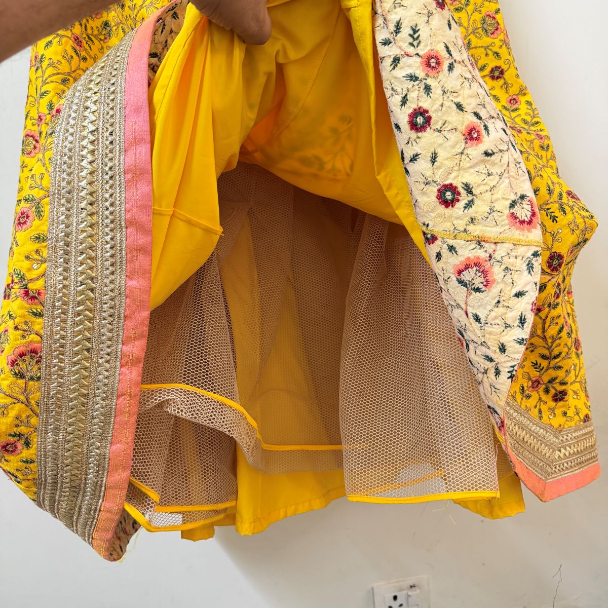 Yellow Floral Embroidered Lehenga Choli Set with Dupatta
