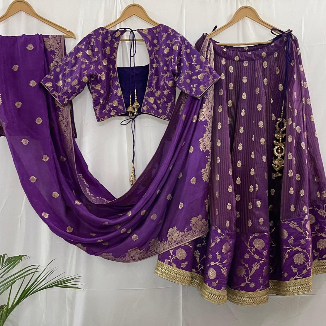 Ready to Wear Banarasi-Style Purple Lehenga for Festivals