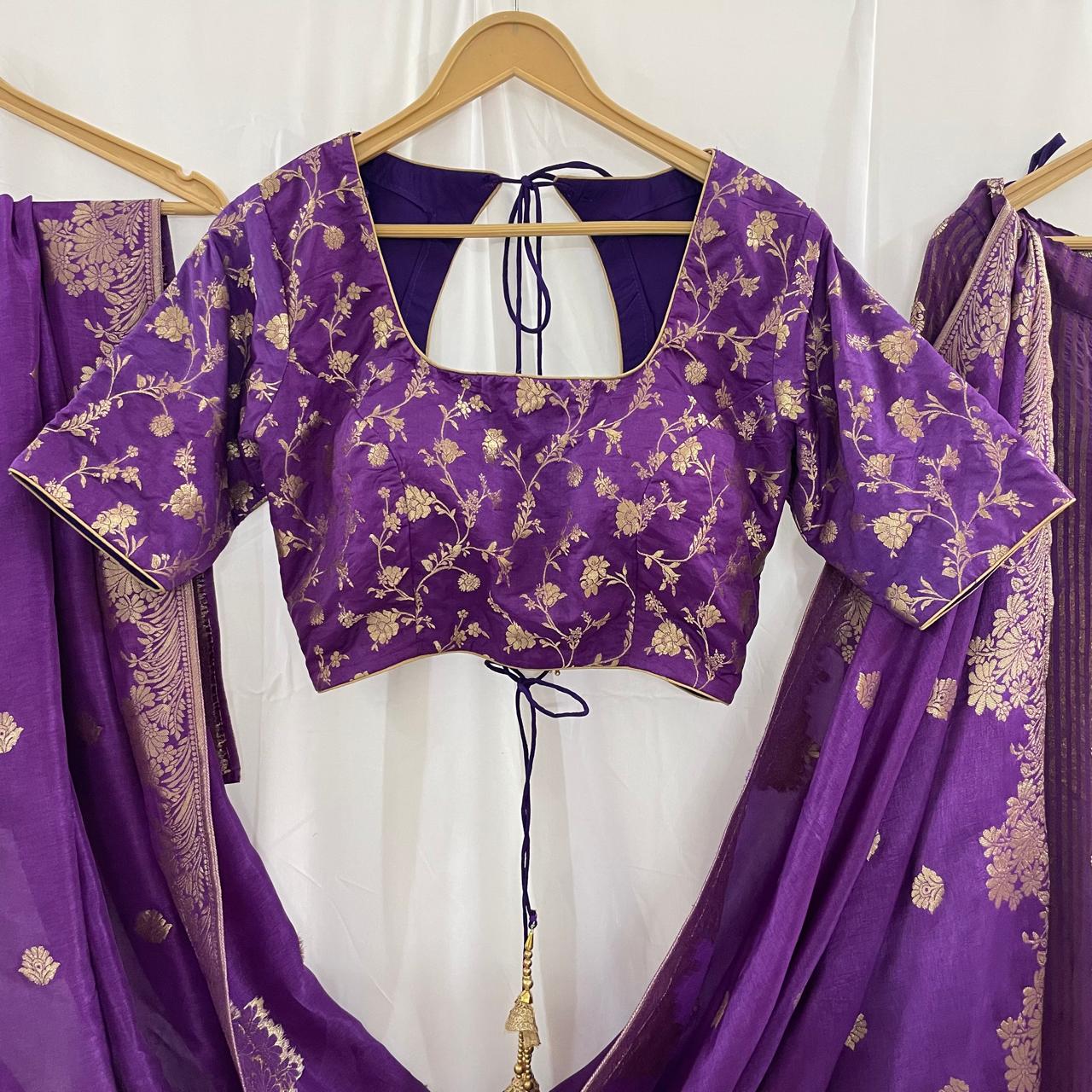 Ready to Wear Banarasi-Style Purple Lehenga for Festivals