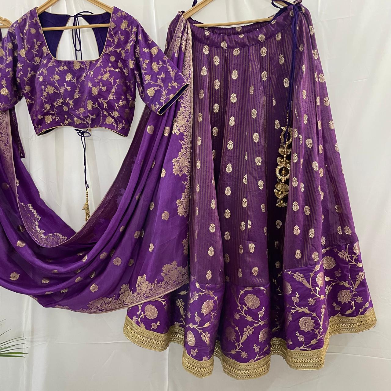 Ready to Wear Banarasi-Style Purple Lehenga for Festivals