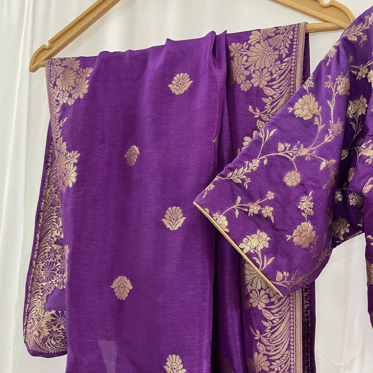 Ready to Wear Banarasi-Style Purple Lehenga for Festivals