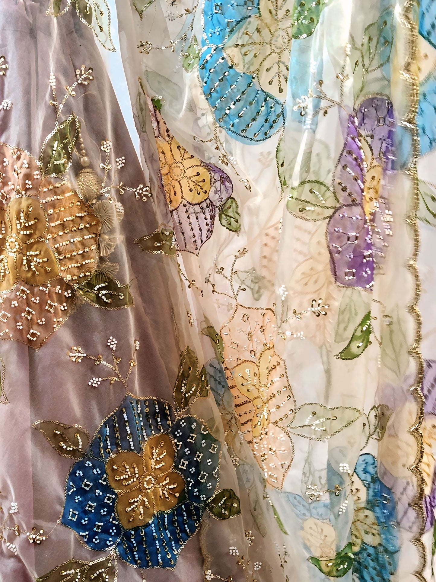 Ivory Floral Print Lehenga Set with Embellished Dupatta