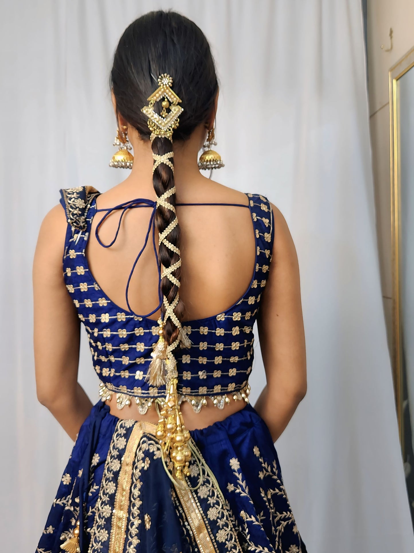 Royal Navy Blue Embroidered Lehenga Set