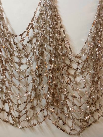 Posheeda Sheesh Dupatta Wedding Odhni Golden Mirror Work