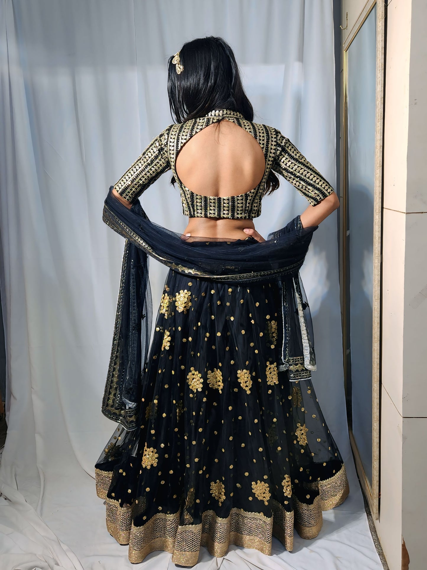 Luxury Golden Black Lehenga With detailed Craftsmanship