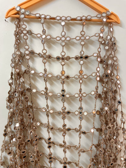 Posheeda Sheesh Dupatta Wedding Odhni Golden Mirror Work