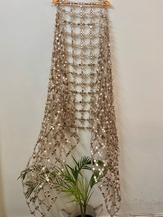 Posheeda Sheesh Dupatta Wedding Odhni Golden Mirror Work