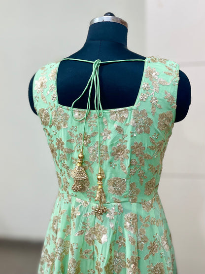 Green Embroidered Designer Anarkali Suit for Women