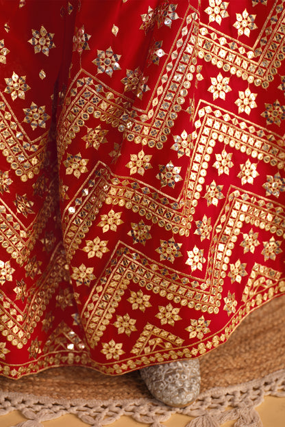 Elegant Red Sequin & Mirror Work Lehenga Choli