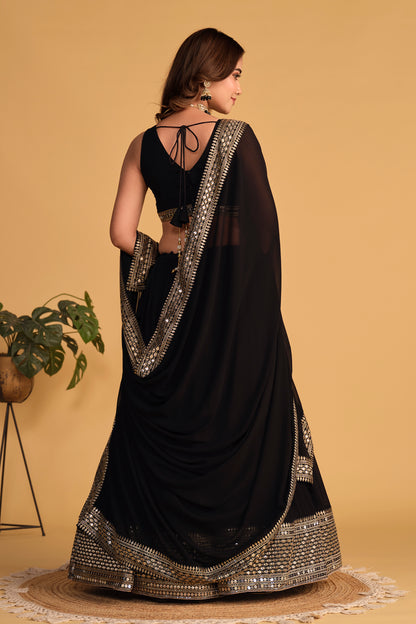 Mystique Black Designer Mirror Work Lehenga Choli