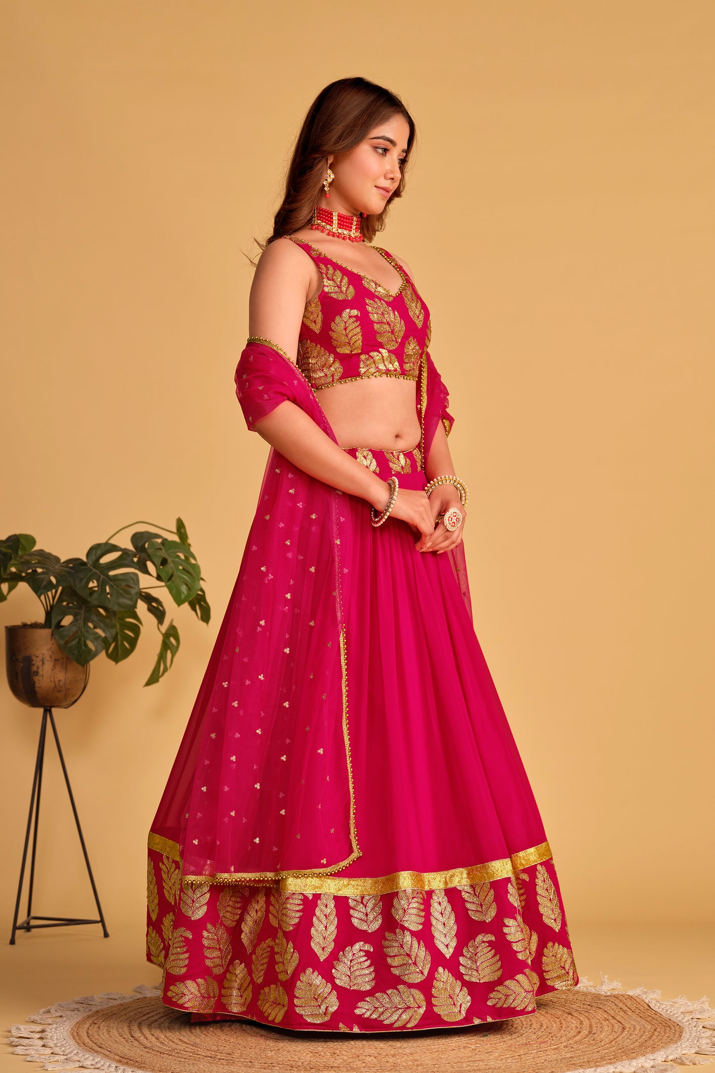 Designer Fuchsia Lehenga Choli for Festive Occasions