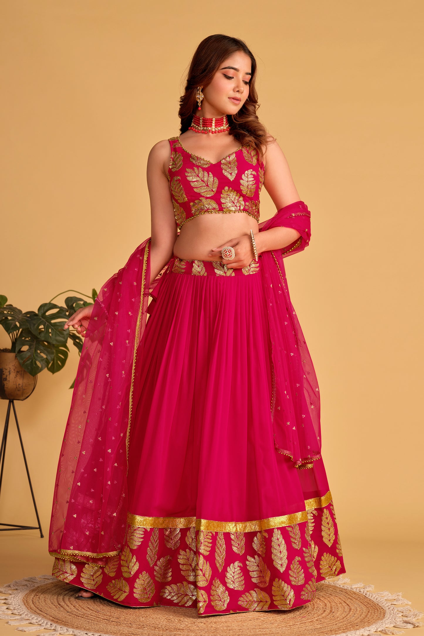Designer Fuchsia Lehenga Choli for Festive Occasions