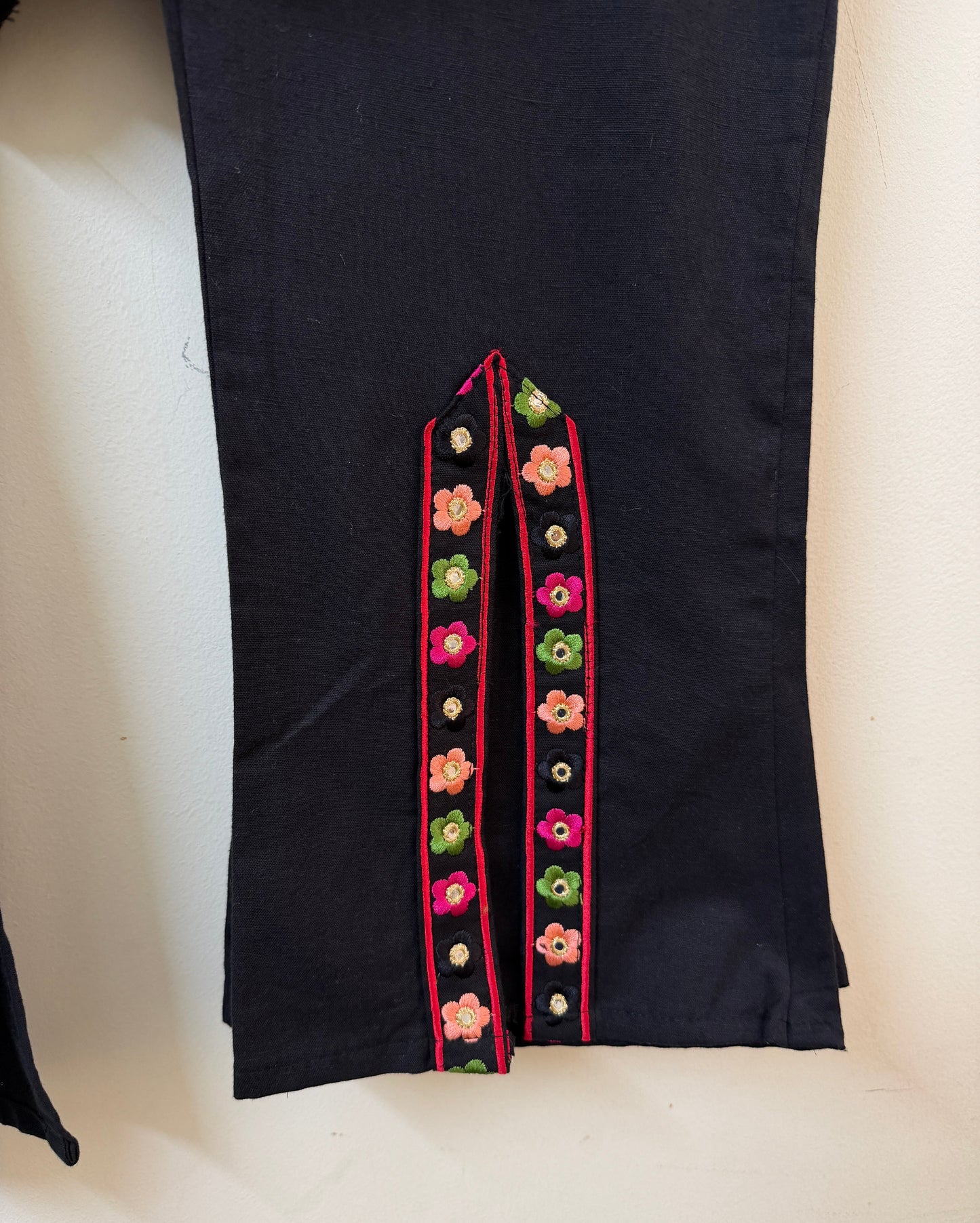 Black Embroidered Kurta with Palazzo | Mirror Work | Ethnic Wear | Sizes 40–46