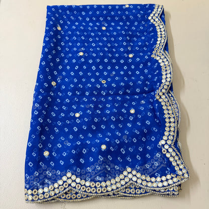 Bandhani Georgette Dupatta with Foil Mirror Embroidery
