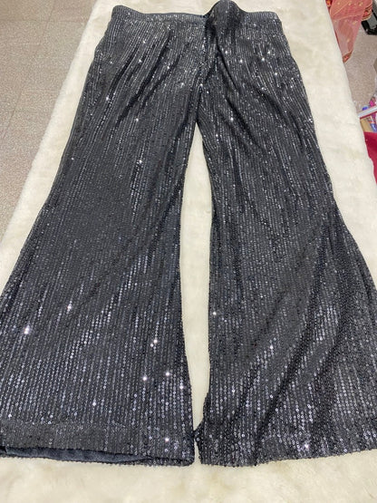 Black Sequins Coat Pant Suit Women's Tailored Sparkle Blazer and Trousers Set