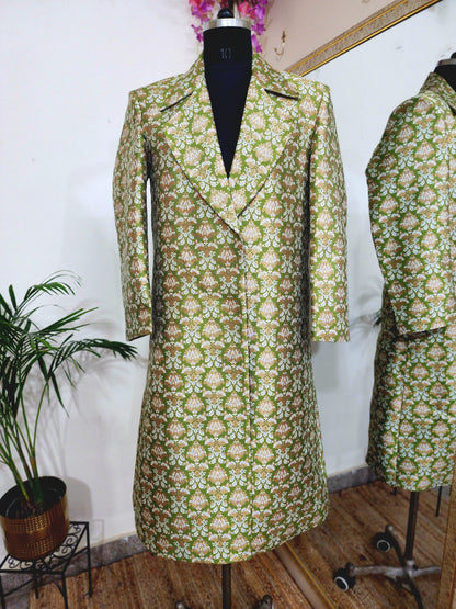 Brocade long coat for women