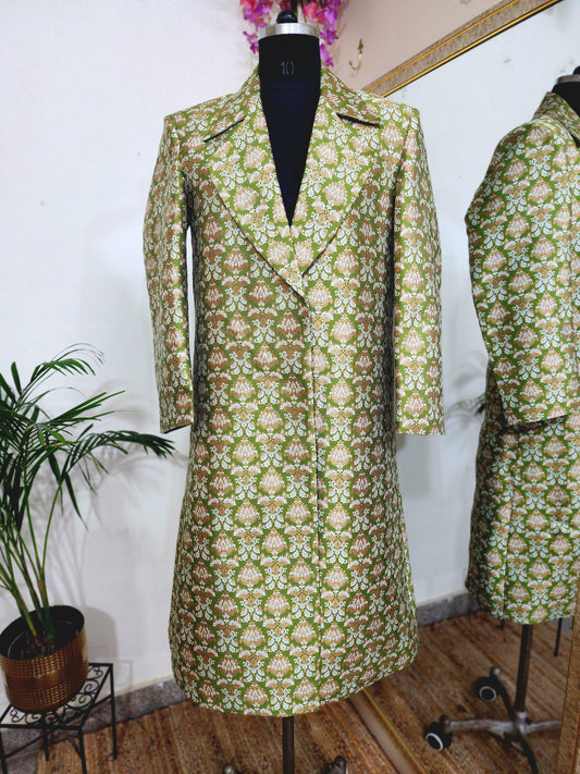 Brocade long coat for women