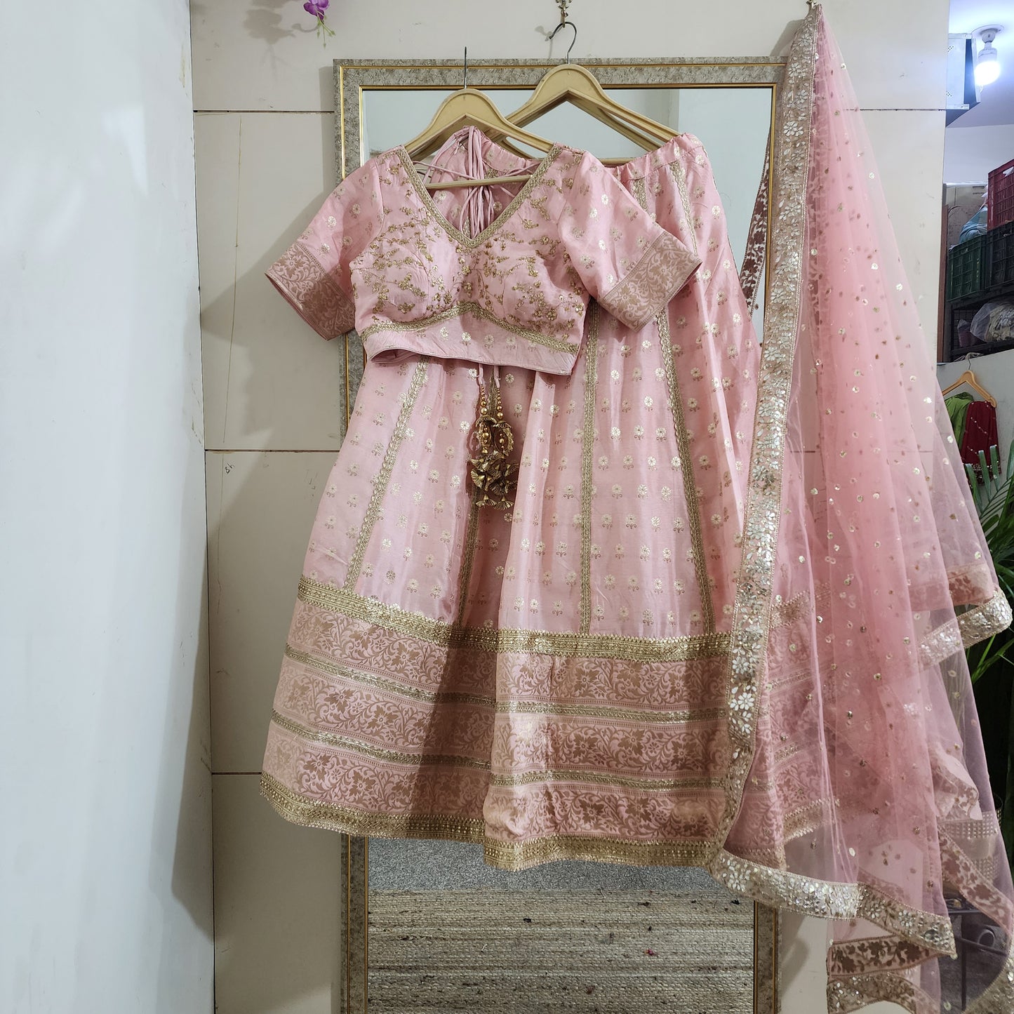 Blush Pink Designer Lehenga Blouse For Women