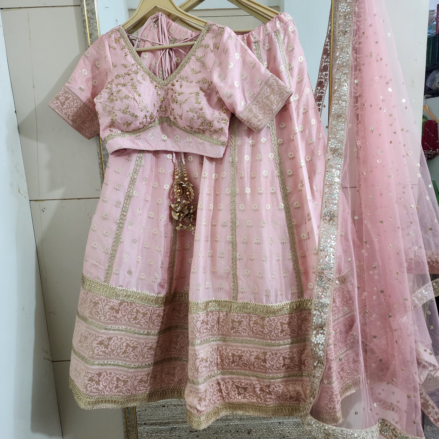 Blush Pink Designer Lehenga Blouse For Women