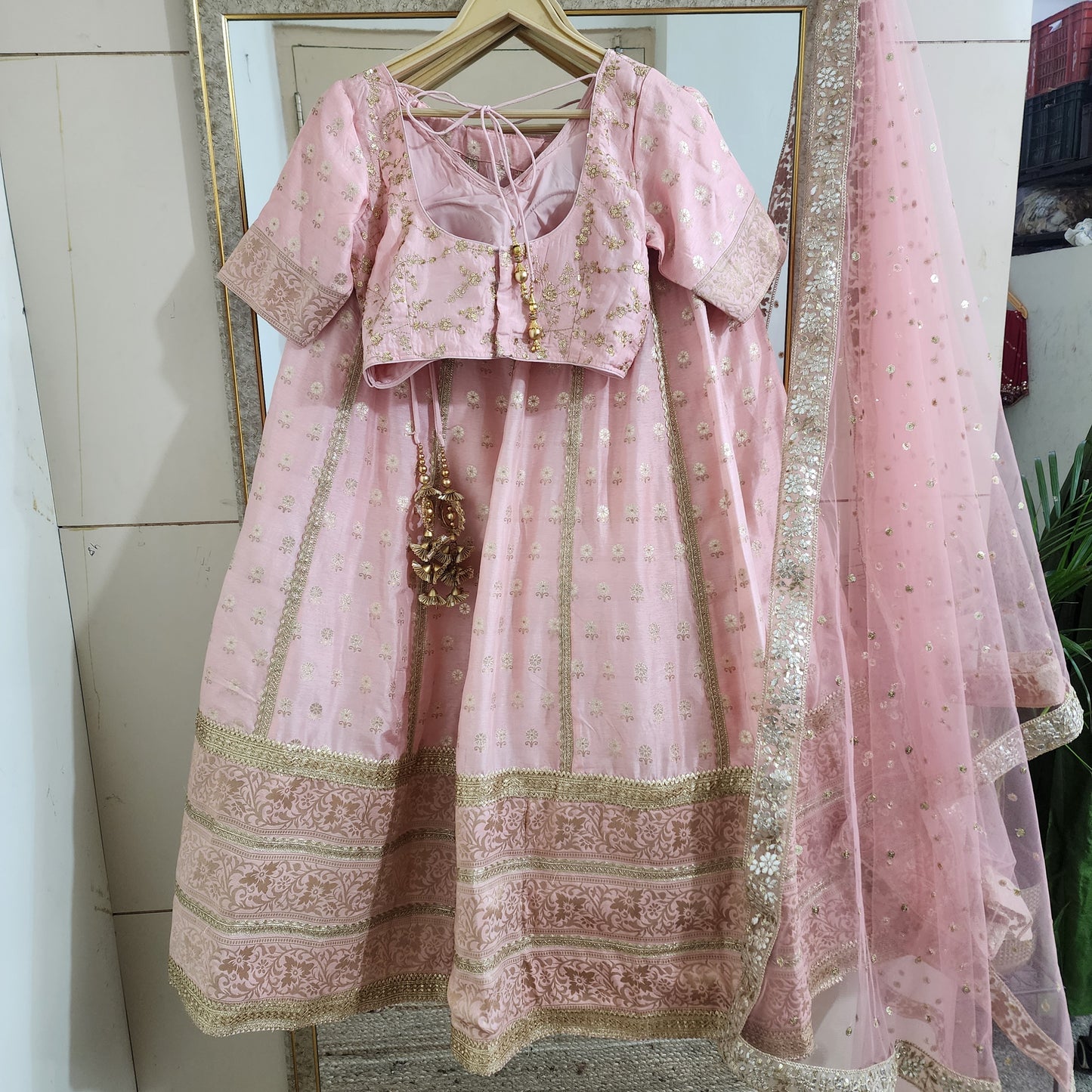 Blush Pink Designer Lehenga Blouse For Women