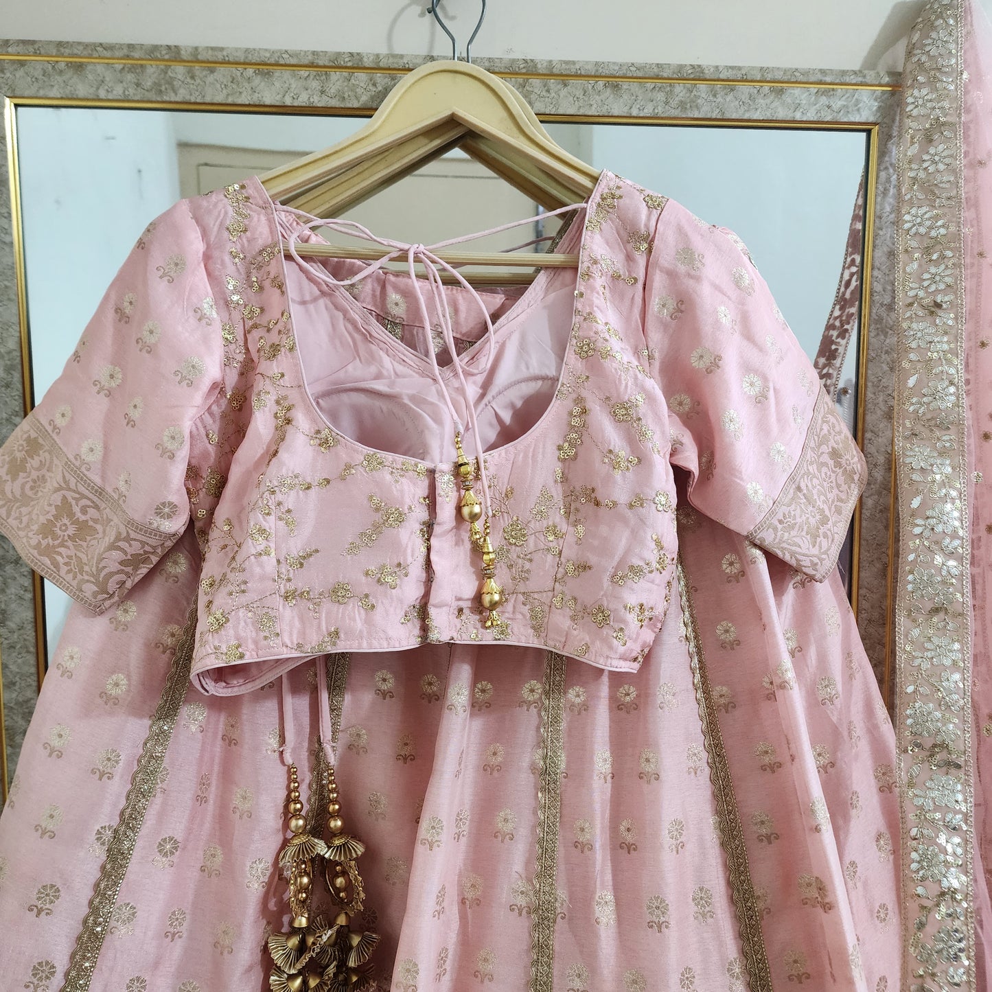 Blush Pink Designer Lehenga Blouse For Women