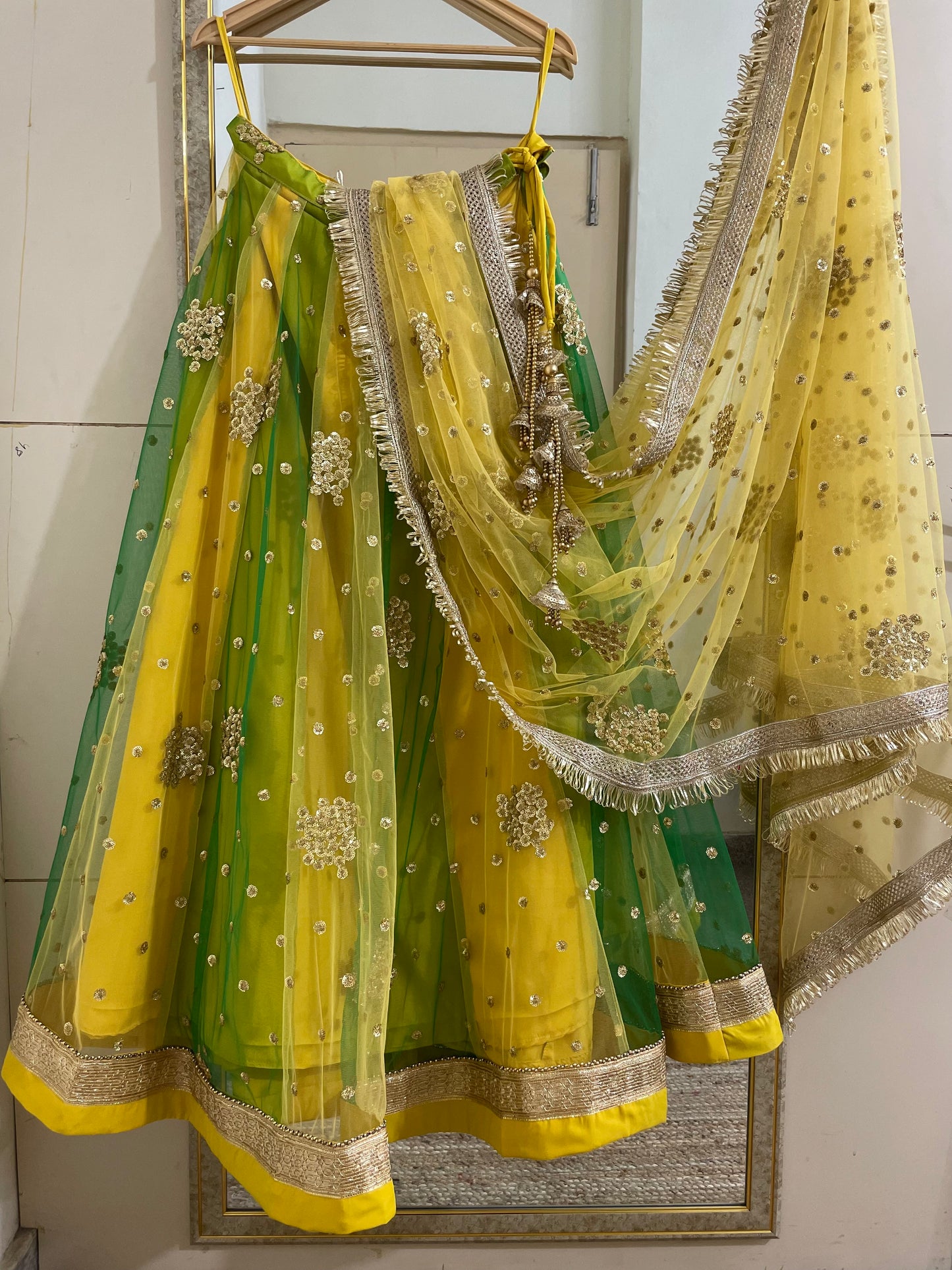 Haldi mehendi outfits for women designer lehenga choli