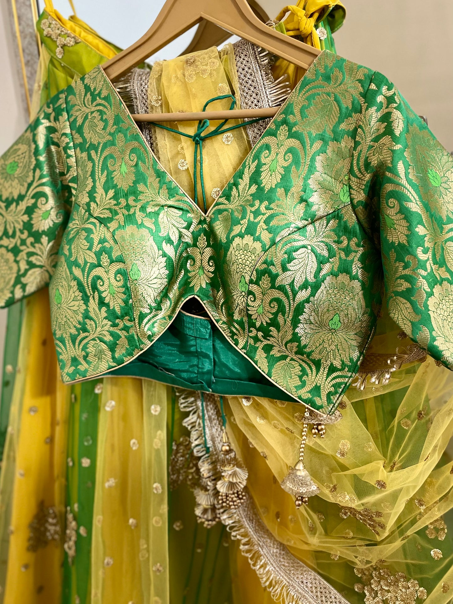 Haldi mehendi outfits for women designer lehenga choli