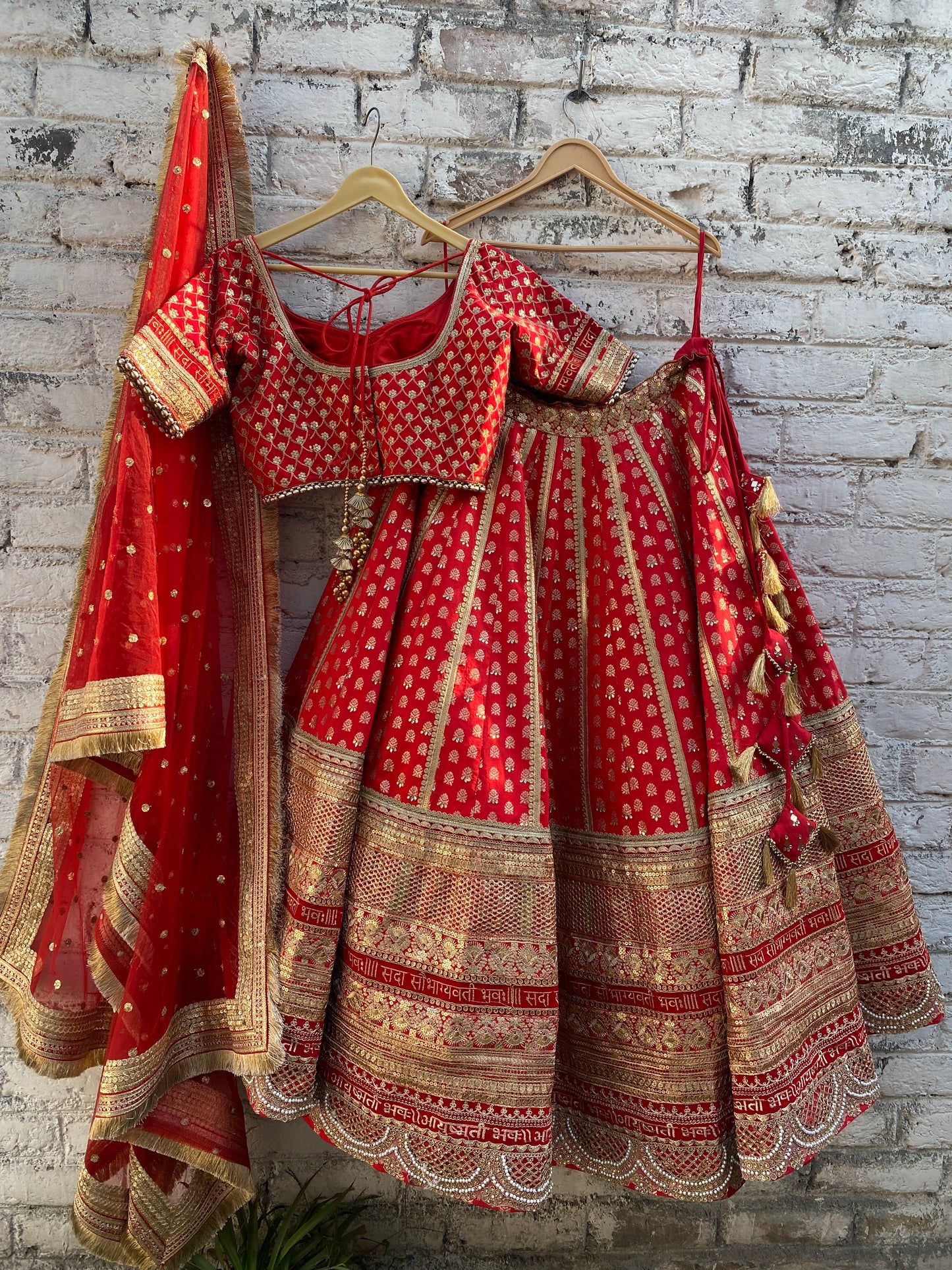 Bridal lehenga for wedding red colour heavy embroidery silk fabric