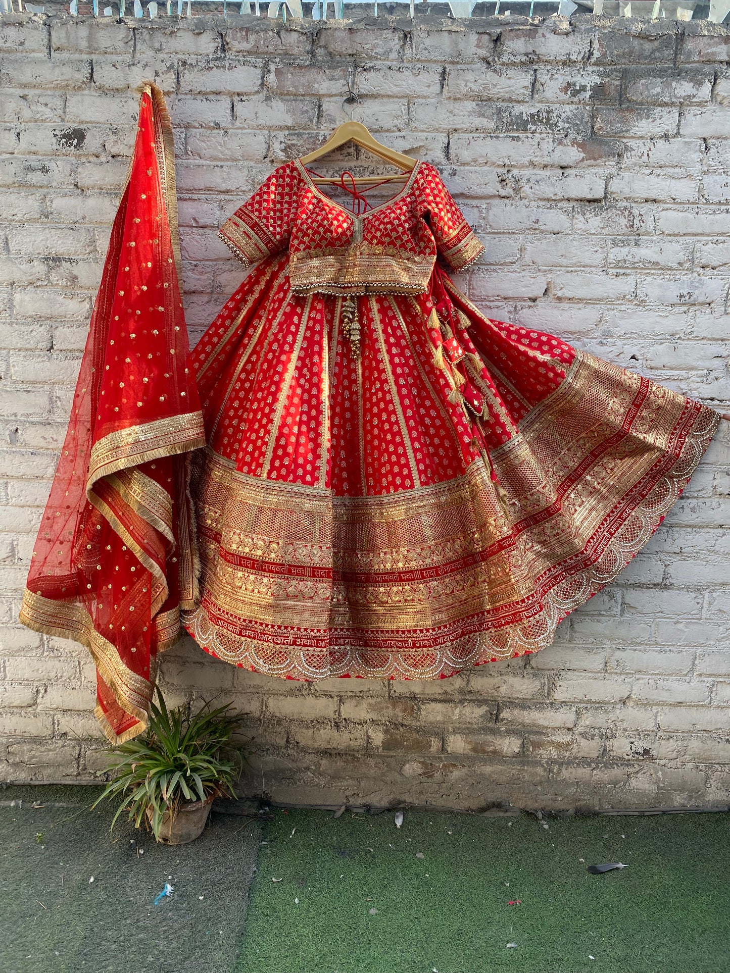 Bridal lehenga for wedding red colour heavy embroidery silk fabric