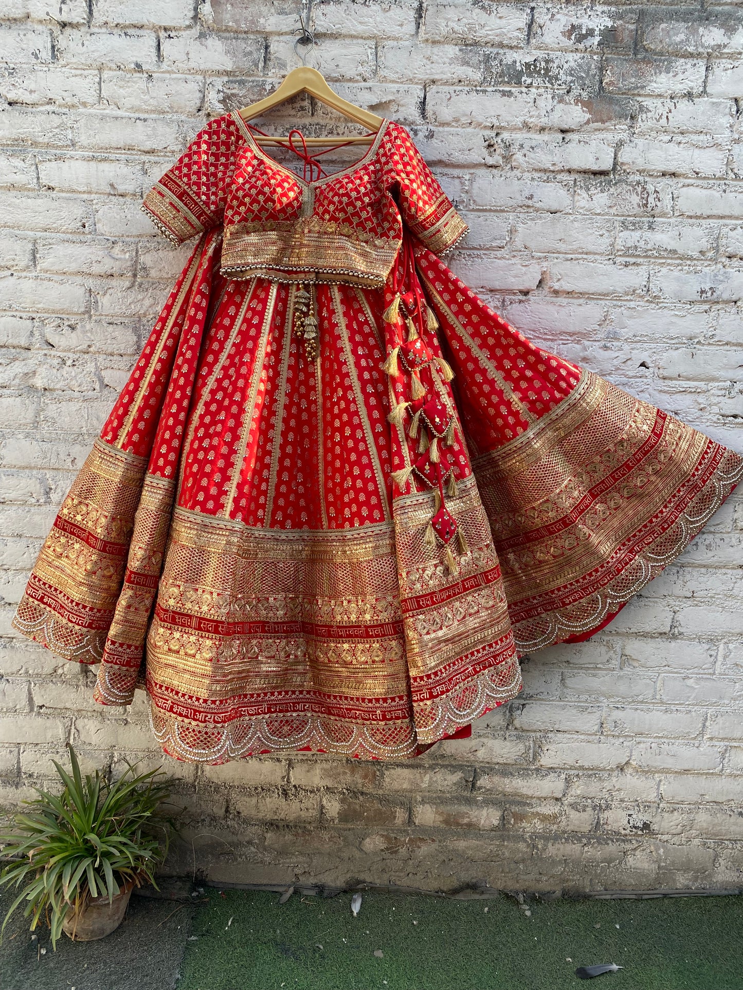 Bridal lehenga for wedding red colour heavy embroidery silk fabric