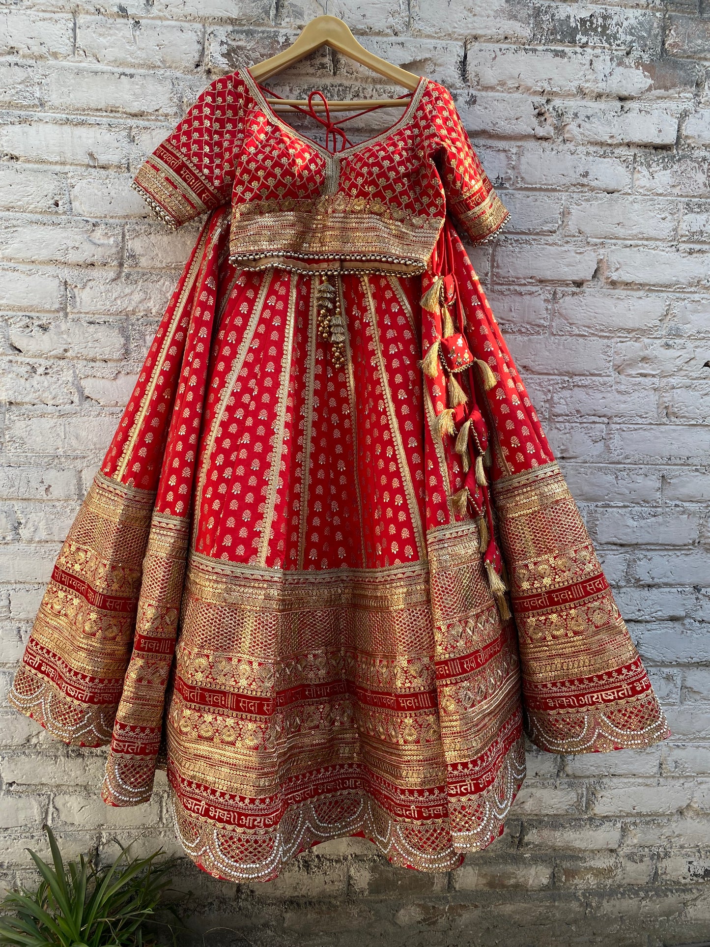 Bridal lehenga for wedding red colour heavy embroidery silk fabric