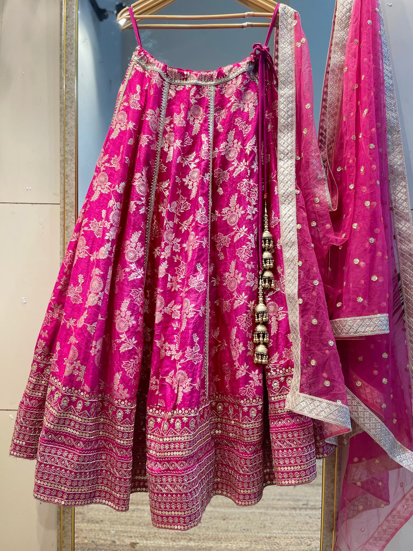 Pink dola silk lehenga choli with dupatta