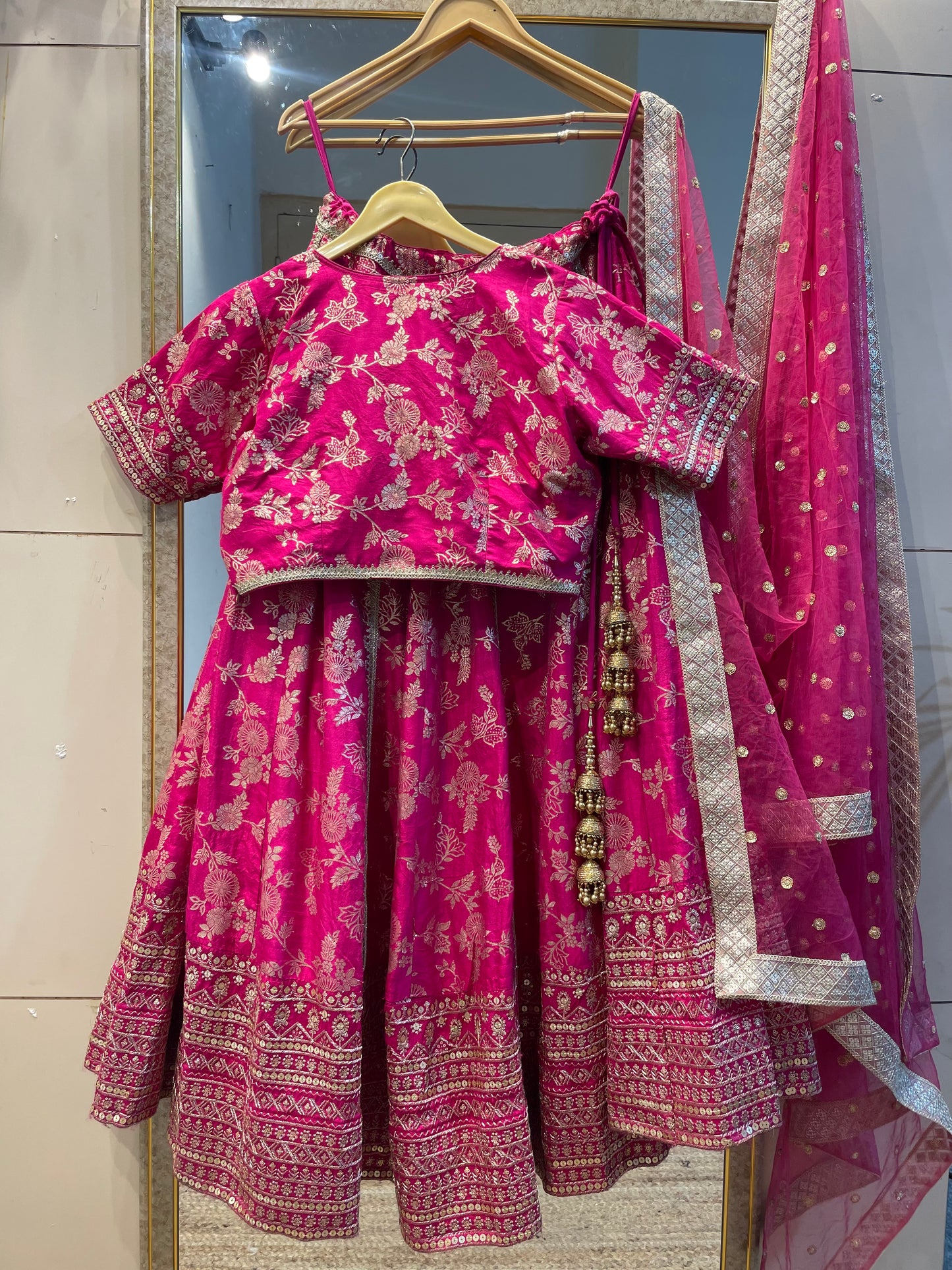 Pink dola silk lehenga choli with dupatta