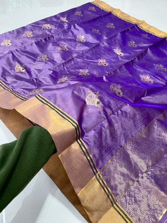 Purple pattu silk handloom saree blouse for women
