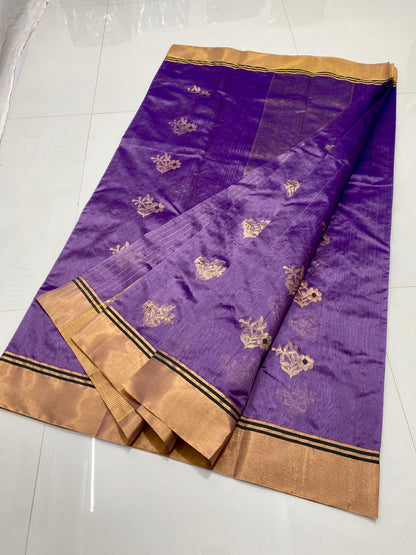 Purple pattu silk handloom saree blouse for women