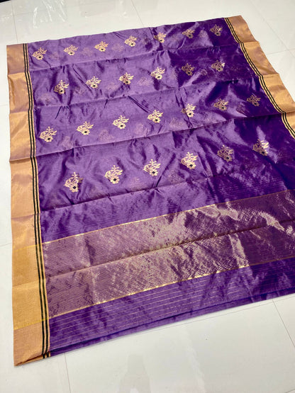 Purple pattu silk handloom saree blouse for women