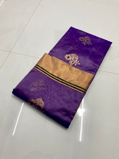 Purple pattu silk handloom saree blouse for women