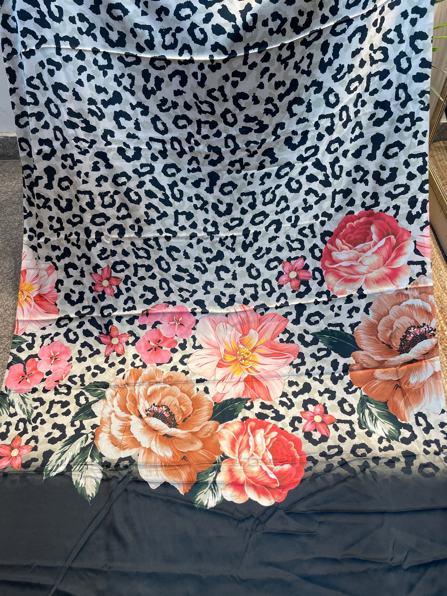 Digital printed satin silk saree